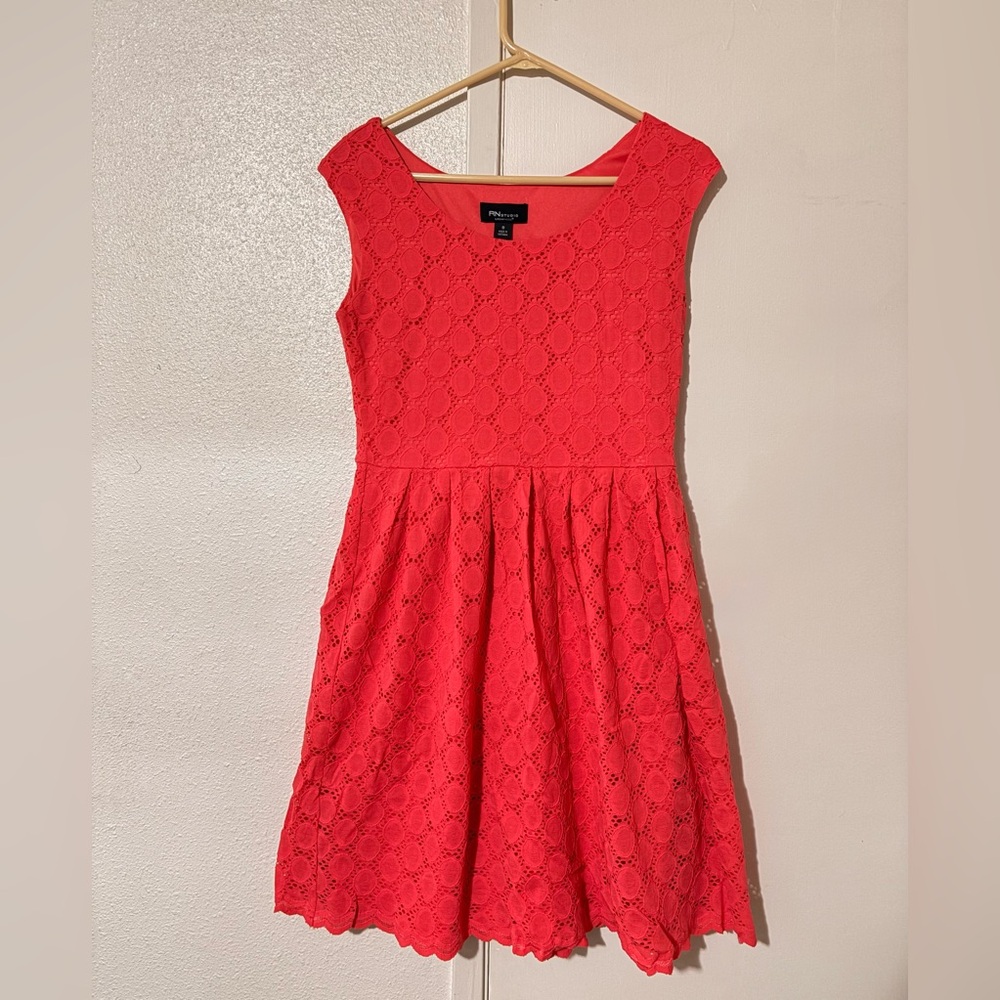 RN Studio by Ronni Nicole Woman’s 8 Red Cute Layered Lace Pattern Mini Dress